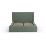 Kemer Bett mit Kopfteil und Stauraum aus Strukturierter Stoff in Moosgrün (Wind 75), 200x200 cm von Cosmopolitan Design – Bild 3
