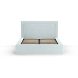 Kemer Bett mit Kopfteil und Stauraum aus Strukturierter Stoff in Satinblau (Wind 73), 160x200 cm von Cosmopolitan Design – Bild 3