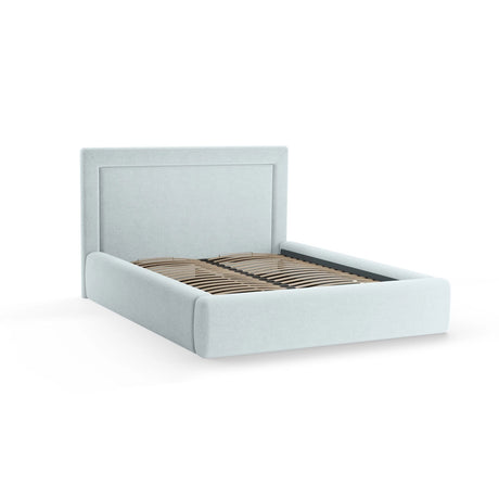 Kemer Bett mit Kopfteil und Stauraum aus Strukturierter Stoff in Satinblau (Wind 73), 180x200 cm von Cosmopolitan Design – Bild 4