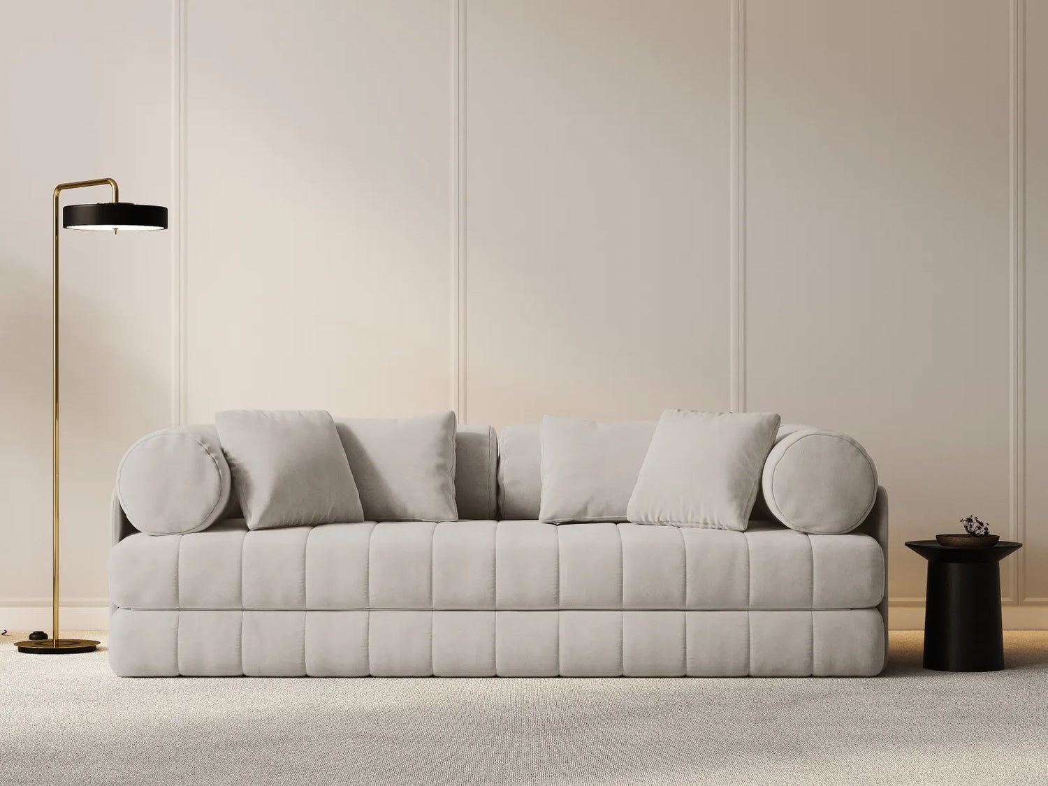 Kemi 3-Sitzer Sofa aus Samt in Beige (Salvador 1), 206x95x70 cm von Cosmopolitan Design – Bild 2