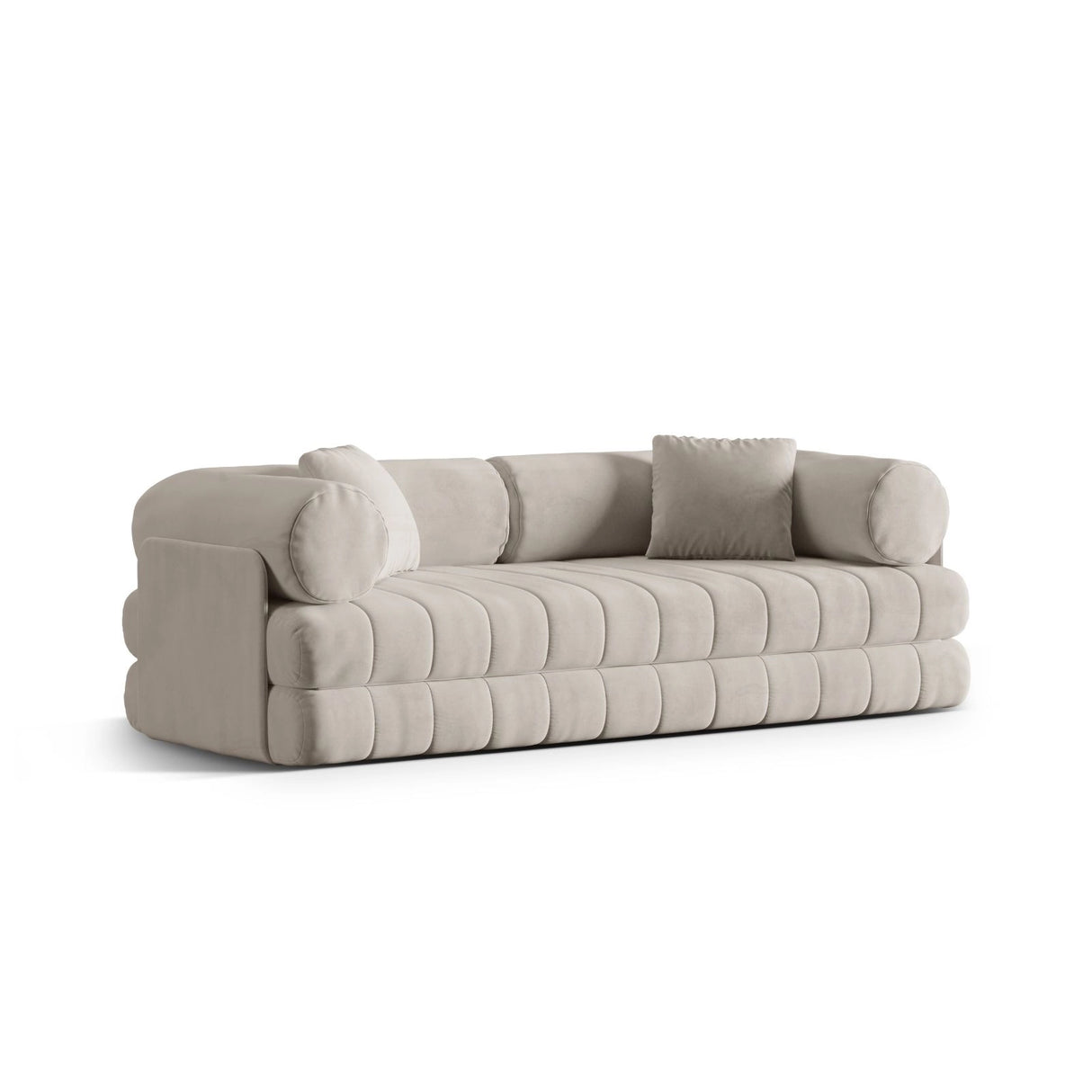Kemi 3-Sitzer Sofa aus Samt in Beige (Salvador 1), 206x95x70 cm von Cosmopolitan Design – Bild 4