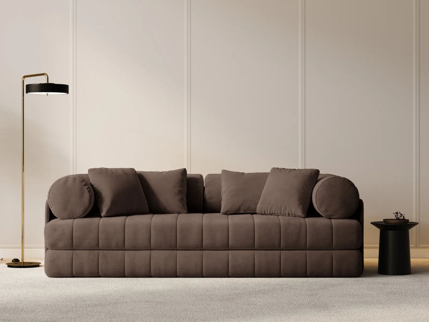 Kemi 3-Sitzer Sofa aus Samt in Schokolade (Salvador 4), 206x95x70 cm von Cosmopolitan Design – Bild 2