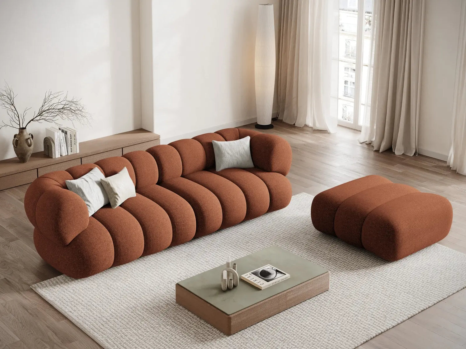 Koge 4-Sitzer Sofa aus Chenille in Ziegelstein (Eden 10 Terra), 240x95x70 cm von Cosmopolitan Design – Bild 2