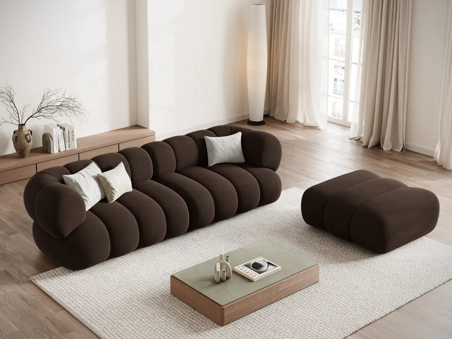 Koge 4-Sitzer Sofa aus Samt in Schokolade (Vogue 6), 240x95x70 cm von Cosmopolitan Design – Bild 2