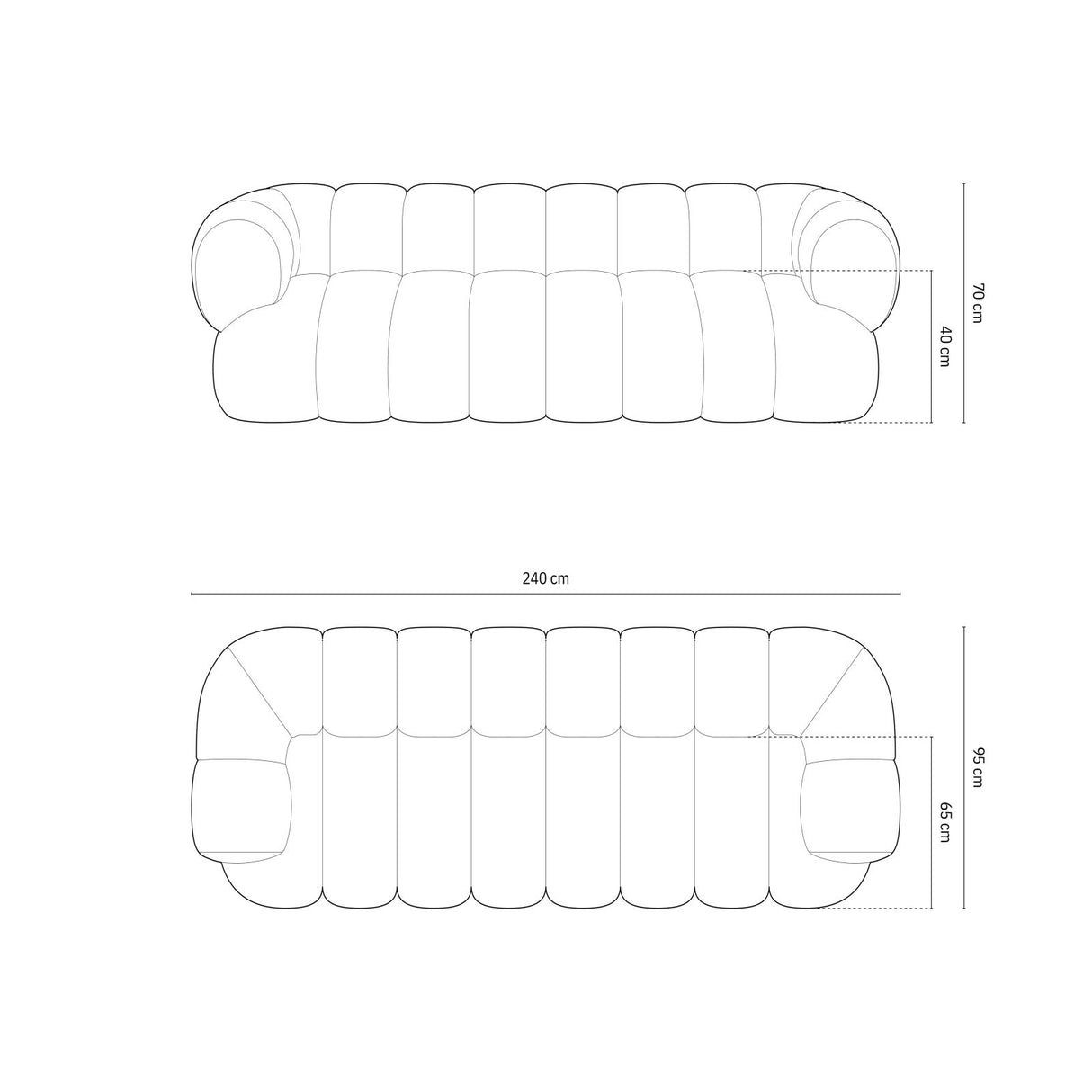 Koge 4-Sitzer Sofa aus Samt oder Chenille, 240x95x70 cm von Cosmopolitan Design – Bild 3