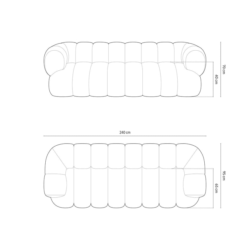 Koge 4-Sitzer Sofa aus Samt oder Chenille, 240x95x70 cm von Cosmopolitan Design – Bild 3