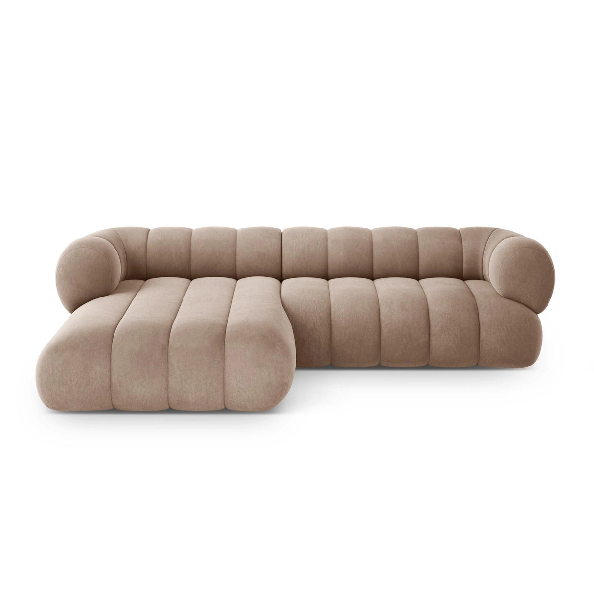Koge 5-Sitzer Ecksofa, Linke Seite, aus Samt in Dunkelbeige (Vogue 3), 270x165x70 cm von Cosmopolitan Design – Bild 1