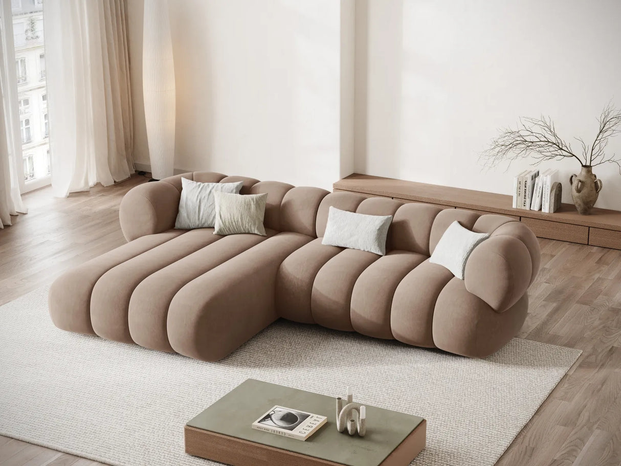 Koge 5-Sitzer Ecksofa, Linke Seite, aus Samt in Dunkelbeige (Vogue 3), 270x165x70 cm von Cosmopolitan Design – Bild 2