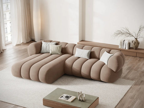 Koge 5-Sitzer Ecksofa, Linke Seite, aus Samt in Dunkelbeige (Vogue 3), 270x165x70 cm von Cosmopolitan Design – Bild 2
