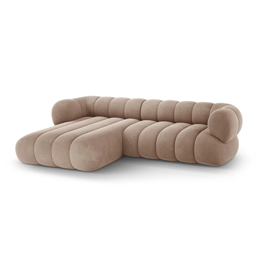Koge 5-Sitzer Ecksofa, Linke Seite, aus Samt in Dunkelbeige (Vogue 3), 270x165x70 cm von Cosmopolitan Design – Bild 4