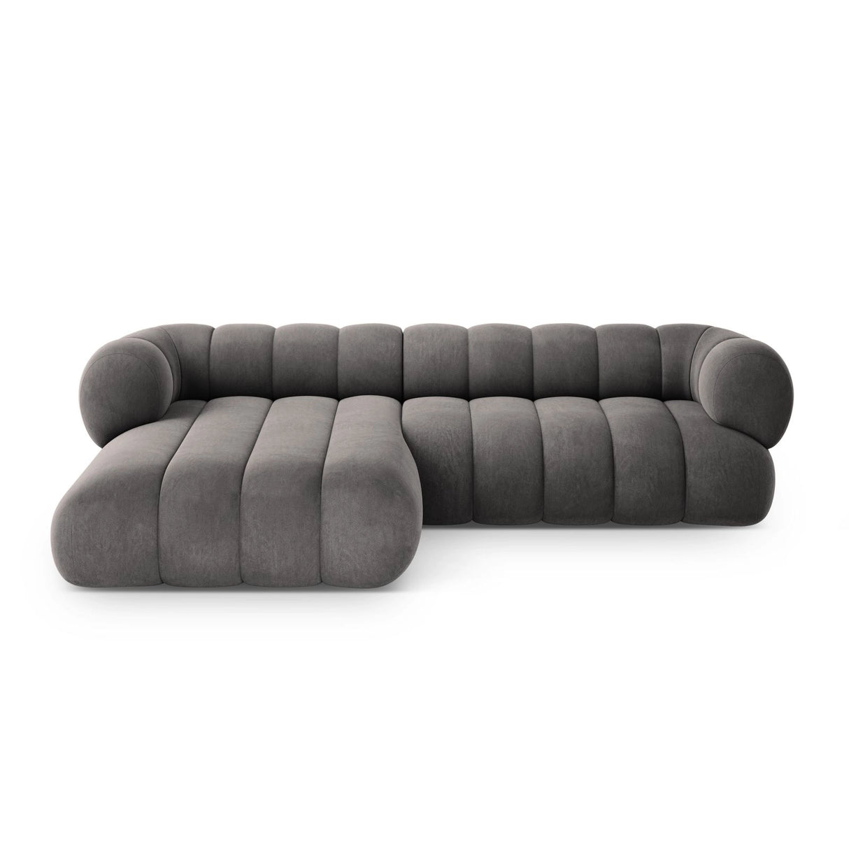 Koge 5-Sitzer Ecksofa, Linke Seite, aus Samt in Grau (Vogue 15), 270x165x70 cm von Cosmopolitan Design – Bild 1