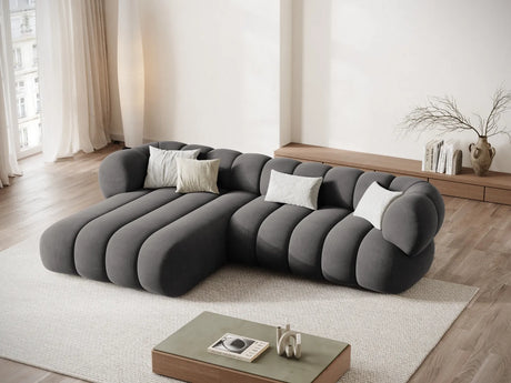 Koge 5-Sitzer Ecksofa, Linke Seite, aus Samt in Grau (Vogue 15), 270x165x70 cm von Cosmopolitan Design – Bild 2