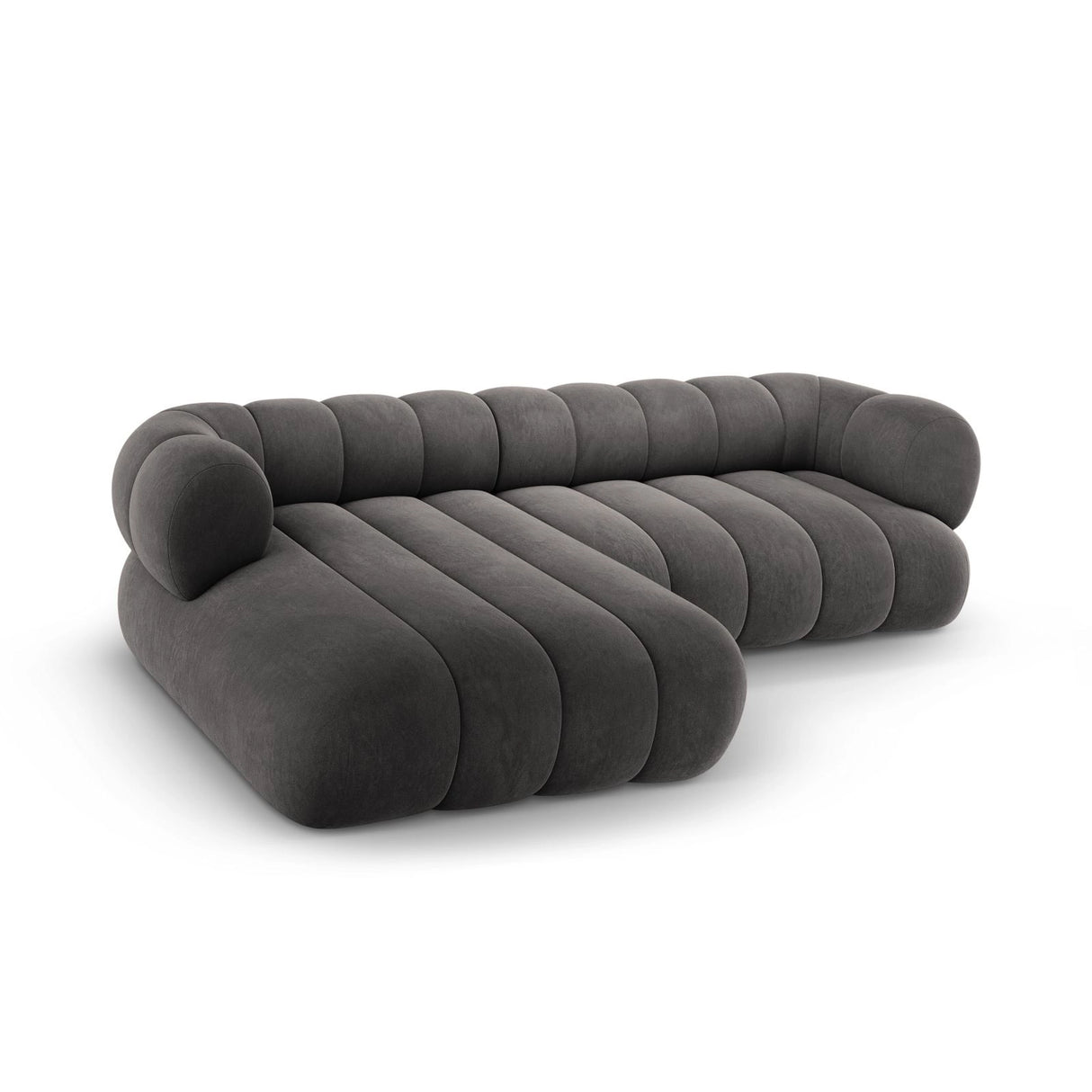 Koge 5-Sitzer Ecksofa, Linke Seite, aus Samt in Grau (Vogue 15), 270x165x70 cm von Cosmopolitan Design – Bild 5
