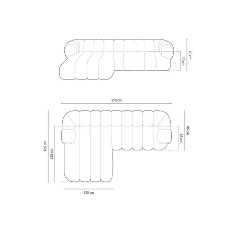 Koge 5-Sitzer Ecksofa, Linke Seite, aus Samt in Grün (Vogue 11), 270x165x70 cm von Cosmopolitan Design – Bild 3