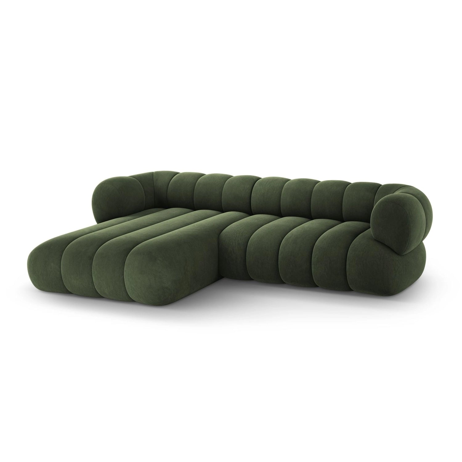 Koge 5-Sitzer Ecksofa, Linke Seite, aus Samt in Grün (Vogue 11), 270x165x70 cm von Cosmopolitan Design – Bild 4