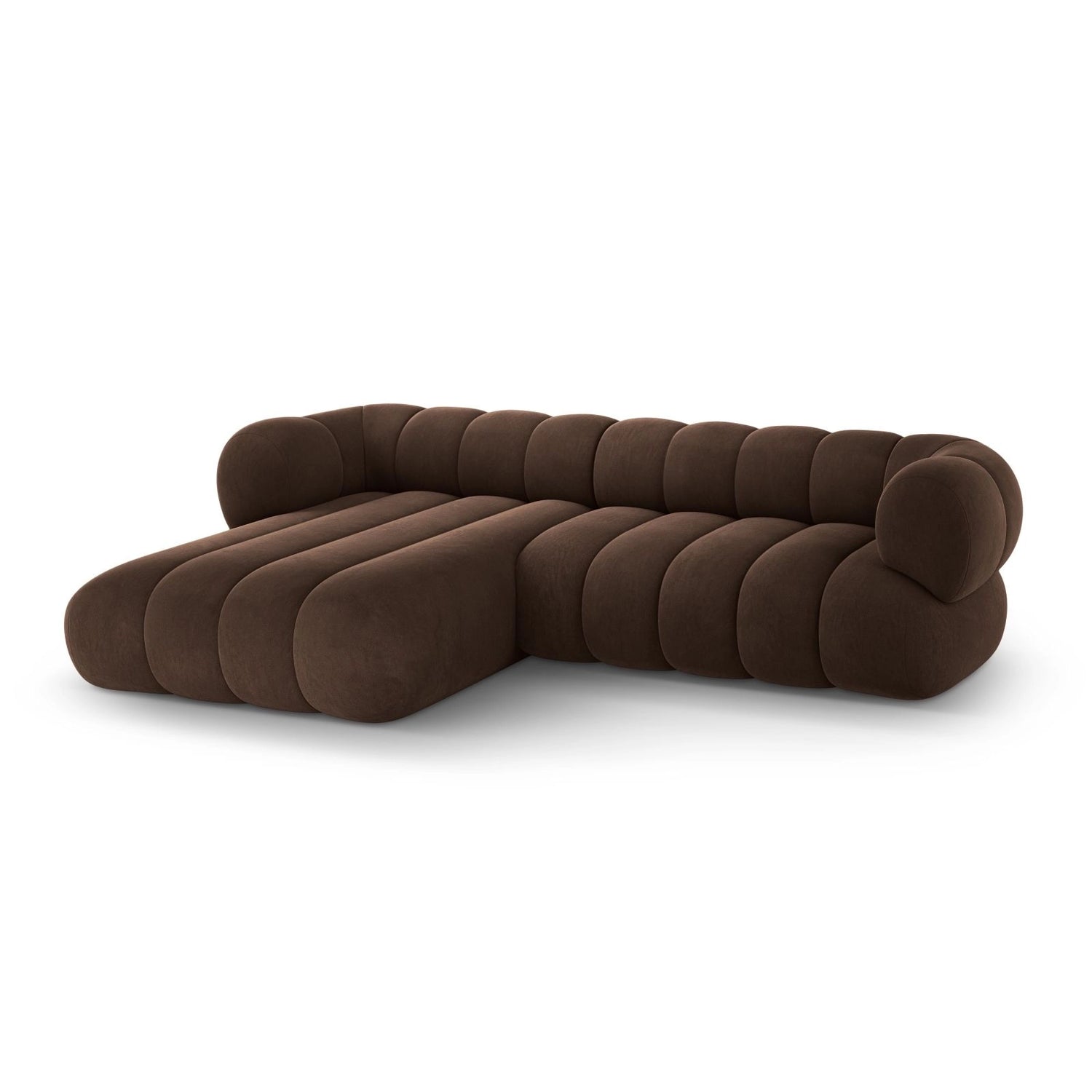 Koge 5-Sitzer Ecksofa, Linke Seite, aus Samt in Schokolade (Vogue 6), 270x165x70 cm von Cosmopolitan Design – Bild 4