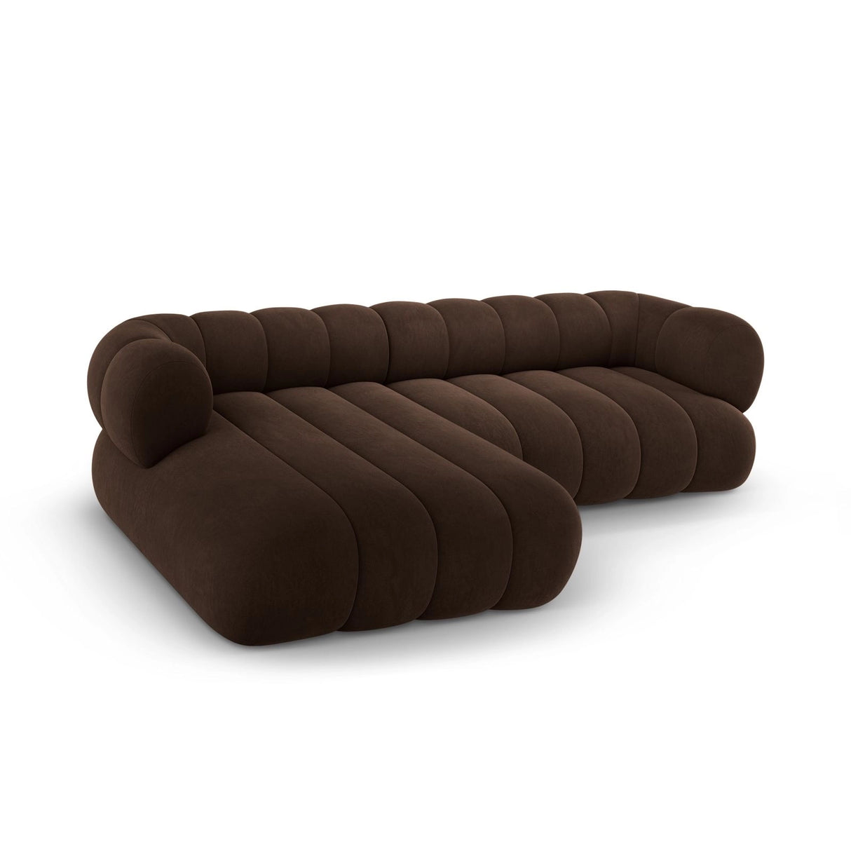 Koge 5-Sitzer Ecksofa, Linke Seite, aus Samt in Schokolade (Vogue 6), 270x165x70 cm von Cosmopolitan Design – Bild 5