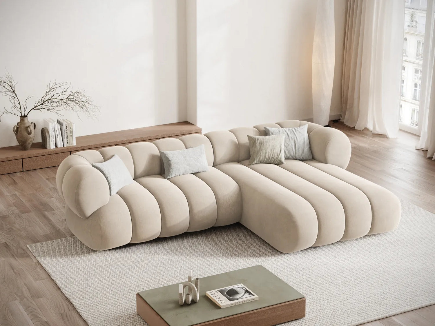 Koge 5-Sitzer Ecksofa, Rechte Seite, aus Samt, 270x165x70 cm von Cosmopolitan Design – Bild 2