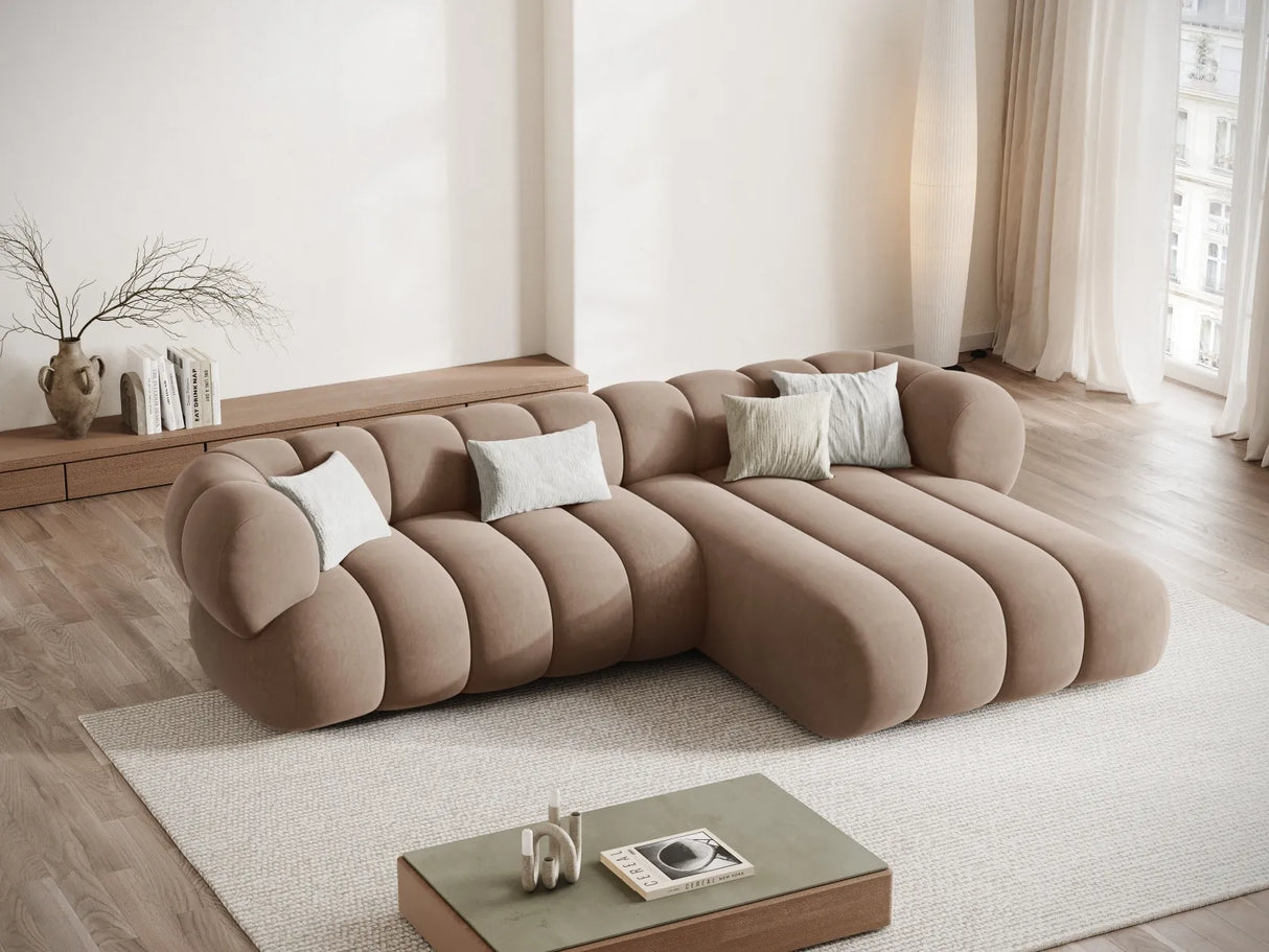 Koge 5-Sitzer Ecksofa, Rechte Seite, aus Samt in Dunkelbeige (Vogue 3), 270x165x70 cm von Cosmopolitan Design – Bild 2