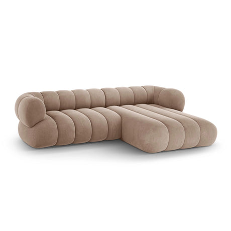 Koge 5-Sitzer Ecksofa, Rechte Seite, aus Samt in Dunkelbeige (Vogue 3), 270x165x70 cm von Cosmopolitan Design – Bild 4