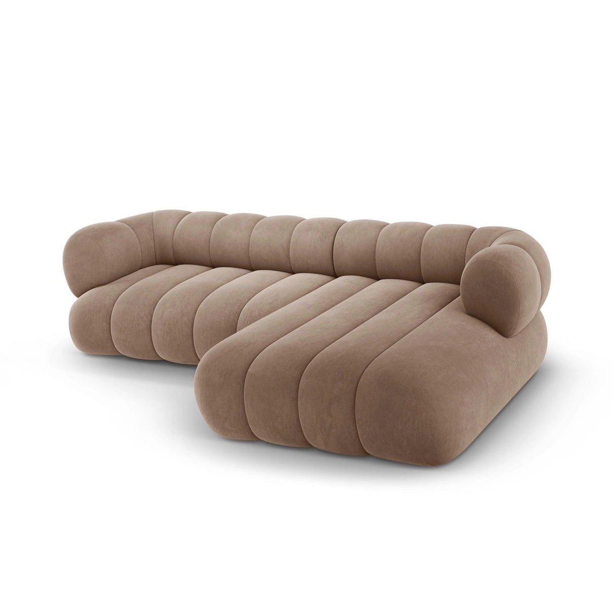 Koge 5-Sitzer Ecksofa, Rechte Seite, aus Samt in Dunkelbeige (Vogue 3), 270x165x70 cm von Cosmopolitan Design – Bild 5