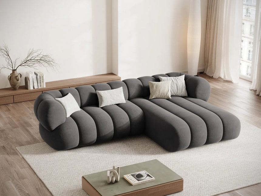 Koge 5-Sitzer Ecksofa, Rechte Seite, aus Samt in Grau (Vogue 15), 270x165x70 cm von Cosmopolitan Design – Bild 2