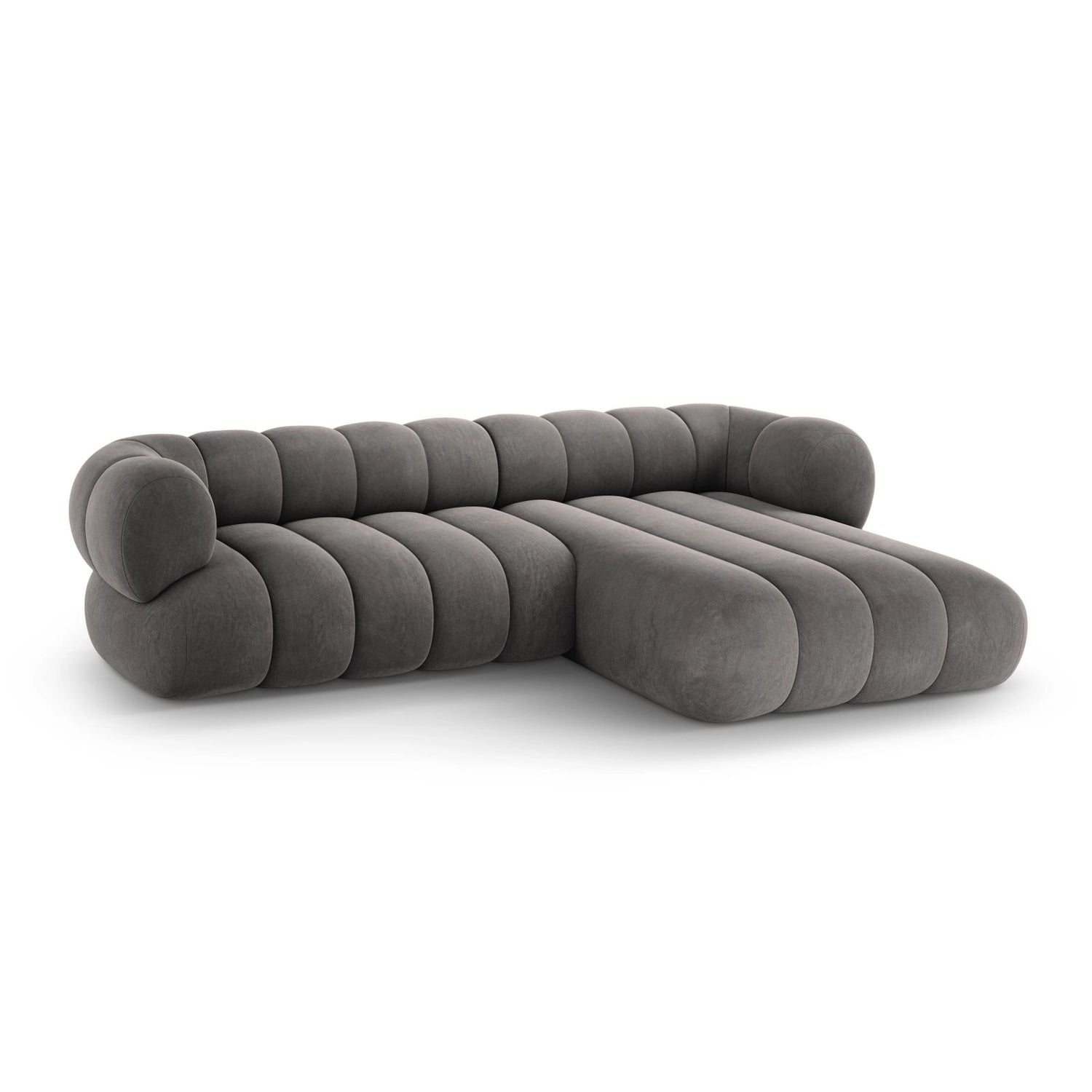 Koge 5-Sitzer Ecksofa, Rechte Seite, aus Samt in Grau (Vogue 15), 270x165x70 cm von Cosmopolitan Design – Bild 4