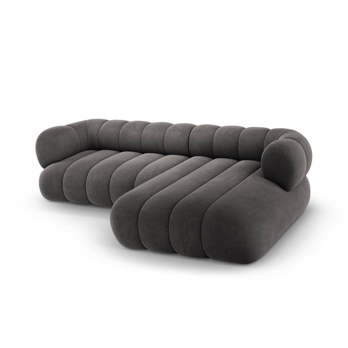 Koge 5-Sitzer Ecksofa, Rechte Seite, aus Samt in Grau (Vogue 15), 270x165x70 cm von Cosmopolitan Design – Bild 5