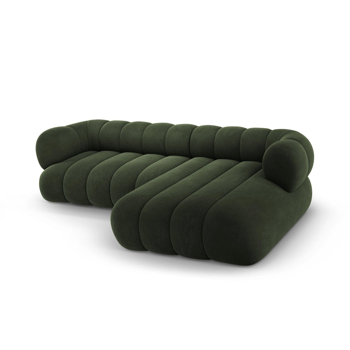 Koge 5-Sitzer Ecksofa, Rechte Seite, aus Samt in Grün (Vogue 11), 270x165x70 cm von Cosmopolitan Design – Bild 5