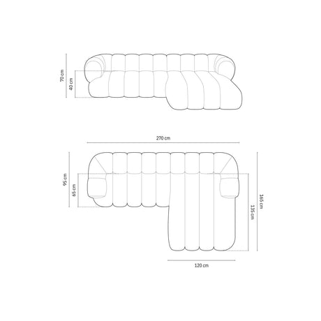 Koge 5-Sitzer Ecksofa, Rechte Seite, aus Samt in Tiefes Petrol (Vogue 13), 270x165x70 cm von Cosmopolitan Design – Bild 3