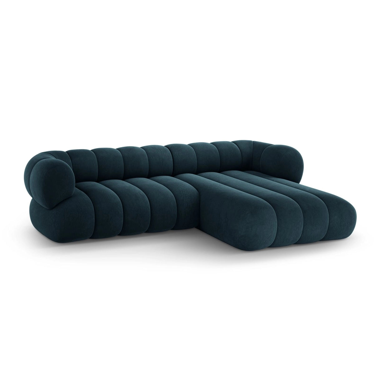 Koge 5-Sitzer Ecksofa, Rechte Seite, aus Samt in Tiefes Petrol (Vogue 13), 270x165x70 cm von Cosmopolitan Design – Bild 4