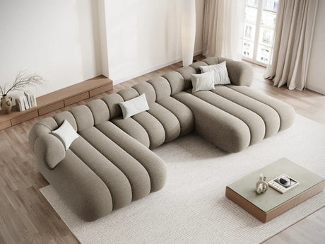 Koge 6-Sitzer Panorama Sofa aus Chenille in Dunkelbeige (Eden 4 Beige), Beine in Schwarzes Plastik, 348x165x70 cm von Cosmopolitan Design – Bild 2