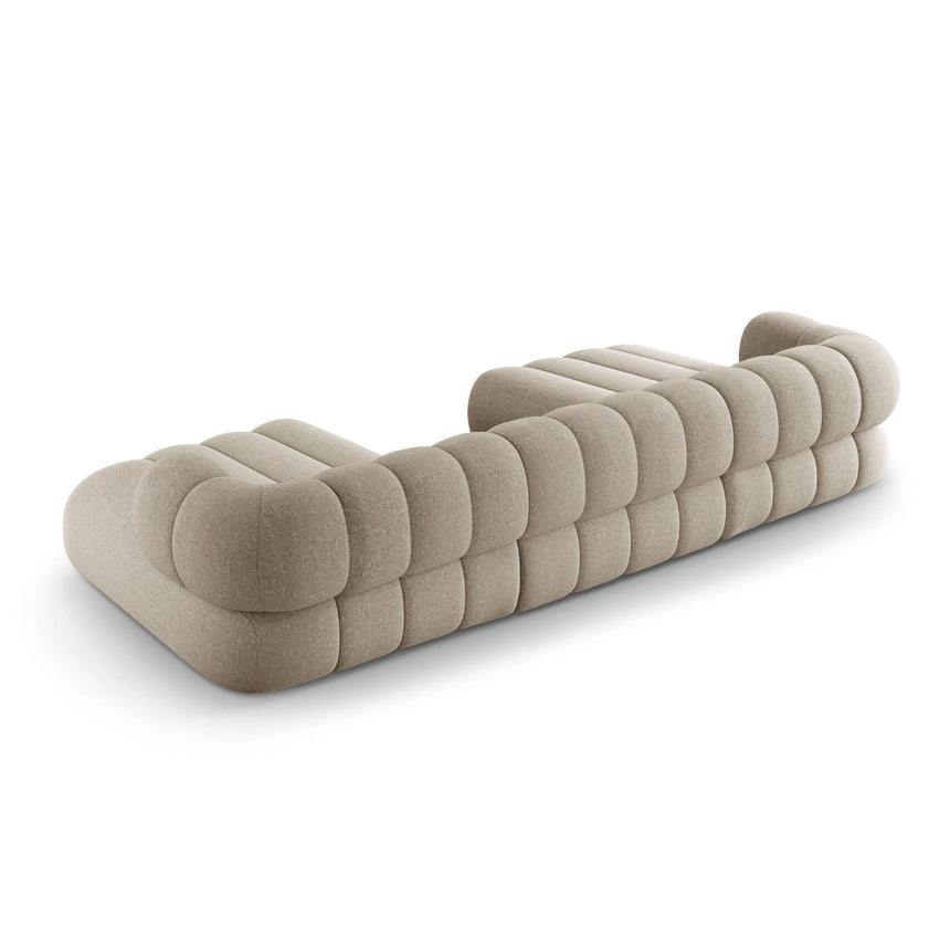 Koge 6-Sitzer Panorama Sofa aus Chenille in Dunkelbeige (Eden 4 Beige), Beine in Schwarzes Plastik, 348x165x70 cm von Cosmopolitan Design – Bild 5