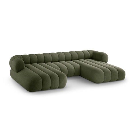 Koge 6-Sitzer Panorama Sofa aus Chenille in Grün (Eden 12 Olive), Beine in Schwarzes Plastik, 348x165x70 cm von Cosmopolitan Design – Bild 4