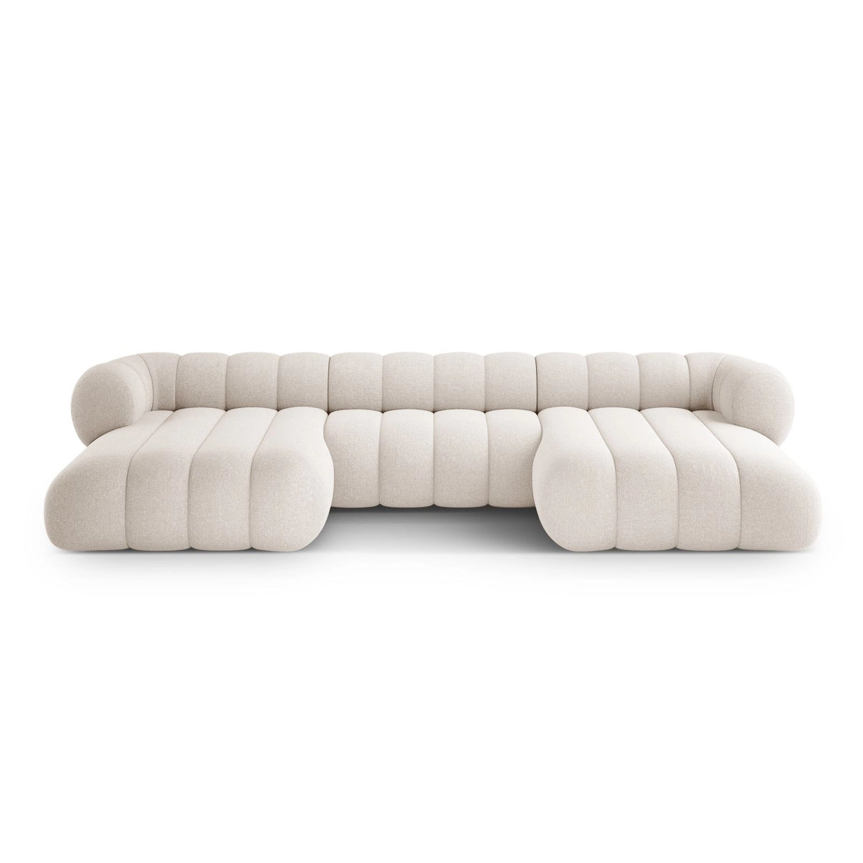 Koge 6-Sitzer Panorama Sofa aus Chenille in Hellbeige (Eden 2 Pearl), Beine in Schwarzes Plastik, 348x165x70 cm von Cosmopolitan Design – Bild 1
