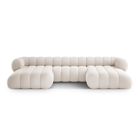 Koge 6-Sitzer Panorama Sofa aus Chenille in Hellbeige (Eden 2 Pearl), Beine in Schwarzes Plastik, 348x165x70 cm von Cosmopolitan Design – Bild 1