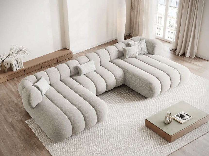 Koge 6-Sitzer Panorama Sofa aus Chenille in Hellbeige (Eden 2 Pearl), Beine in Schwarzes Plastik, 348x165x70 cm von Cosmopolitan Design – Bild 2