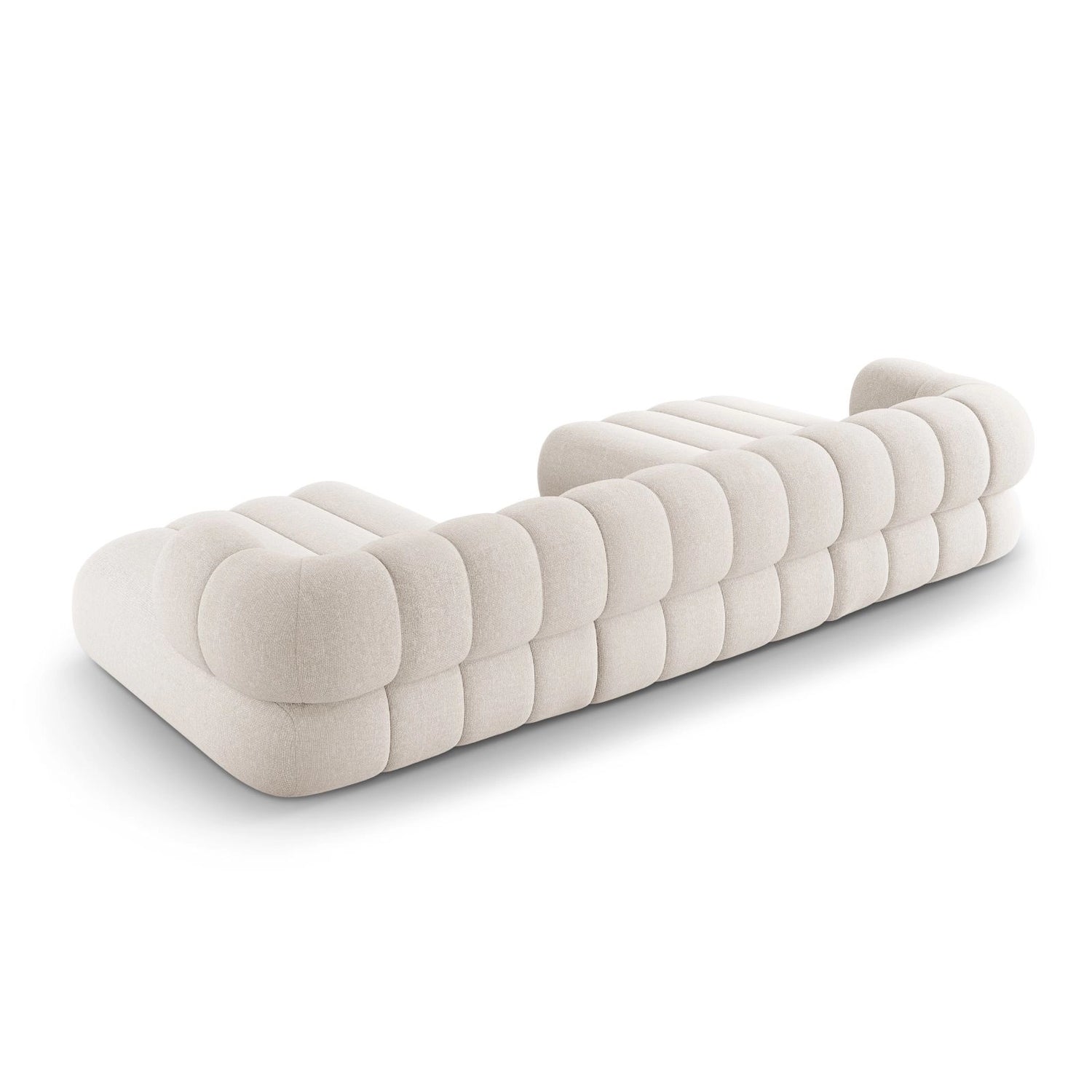 Koge 6-Sitzer Panorama Sofa aus Chenille in Hellbeige (Eden 2 Pearl), Beine in Schwarzes Plastik, 348x165x70 cm von Cosmopolitan Design – Bild 5