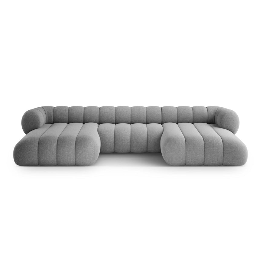 Koge 6-Sitzer Panorama Sofa aus Chenille in Marineblau (Eden 16 Deep Blue), Beine in Schwarzes Plastik, 348x165x70 cm von Cosmopolitan Design – Bild 1
