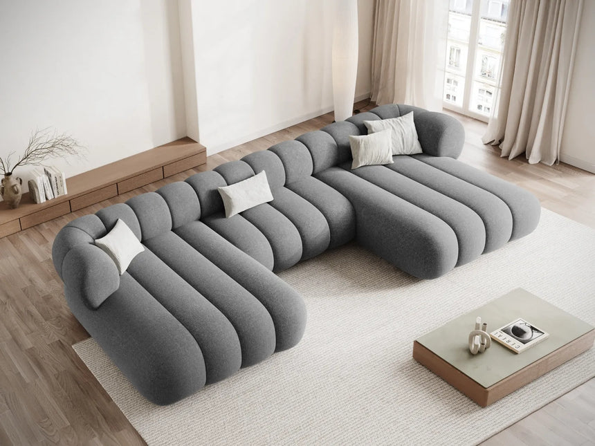 Koge 6-Sitzer Panorama Sofa aus Chenille in Marineblau (Eden 16 Deep Blue), Beine in Schwarzes Plastik, 348x165x70 cm von Cosmopolitan Design – Bild 2
