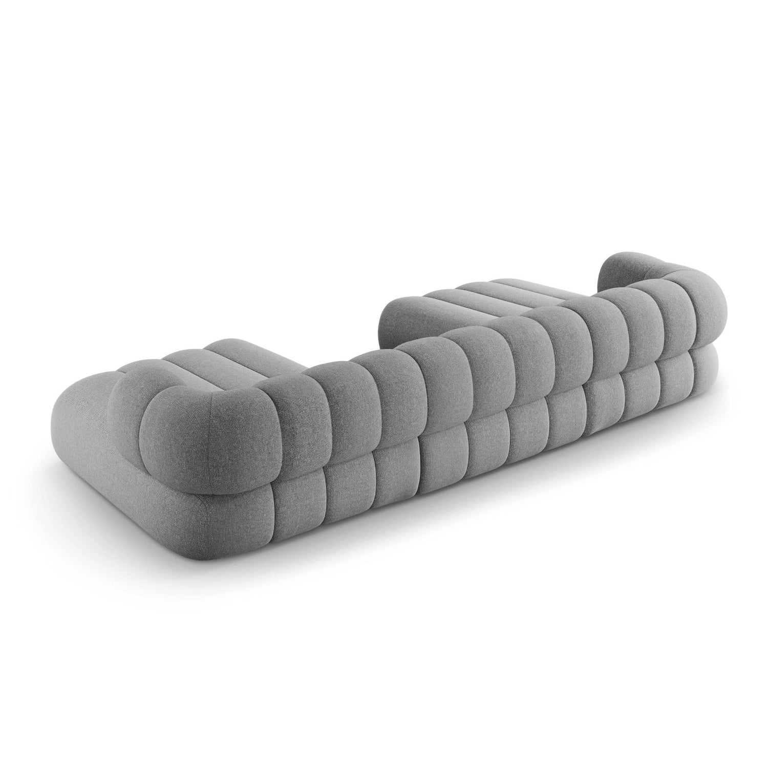 Koge 6-Sitzer Panorama Sofa aus Chenille in Marineblau (Eden 16 Deep Blue), Beine in Schwarzes Plastik, 348x165x70 cm von Cosmopolitan Design – Bild 5