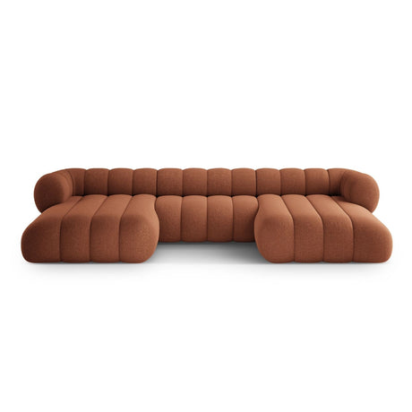 Koge 6-Sitzer Panorama Sofa aus Chenille in Ziegelstein (Eden 10 Terra), Beine in Schwarzes Plastik, 348x165x70 cm von Cosmopolitan Design – Bild 1