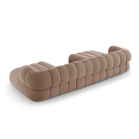 Koge 6-Sitzer Panorama Sofa aus Samt in Dunkelbeige (Vogue 3), Beine in Schwarzes Plastik, 348x165x70 cm von Cosmopolitan Design – Bild 5