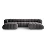 Koge 6-Sitzer Panorama Sofa aus Samt in Grau (Vogue 15), Beine in Schwarzes Plastik, 348x165x70 cm von Cosmopolitan Design – Bild 1