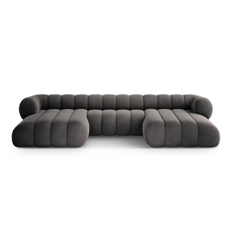 Koge 6-Sitzer Panorama Sofa aus Samt in Grau (Vogue 15), Beine in Schwarzes Plastik, 348x165x70 cm von Cosmopolitan Design – Bild 1