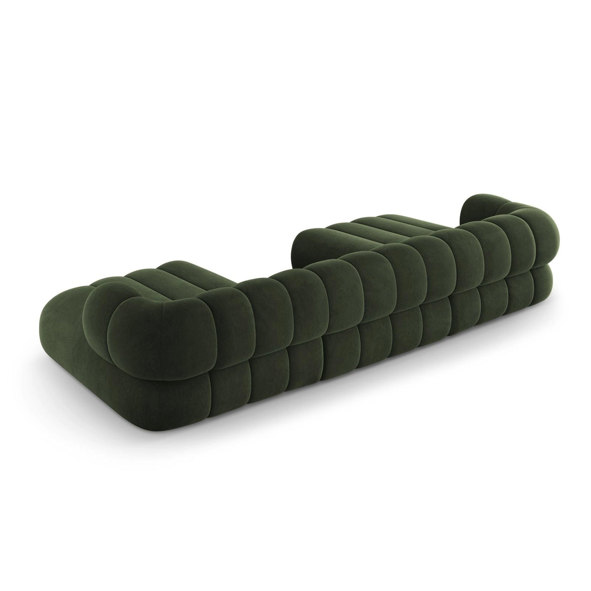 Koge 6-Sitzer Panorama Sofa aus Samt in Grün (Vogue 11), Beine in Schwarzes Plastik, 348x165x70 cm von Cosmopolitan Design – Bild 5