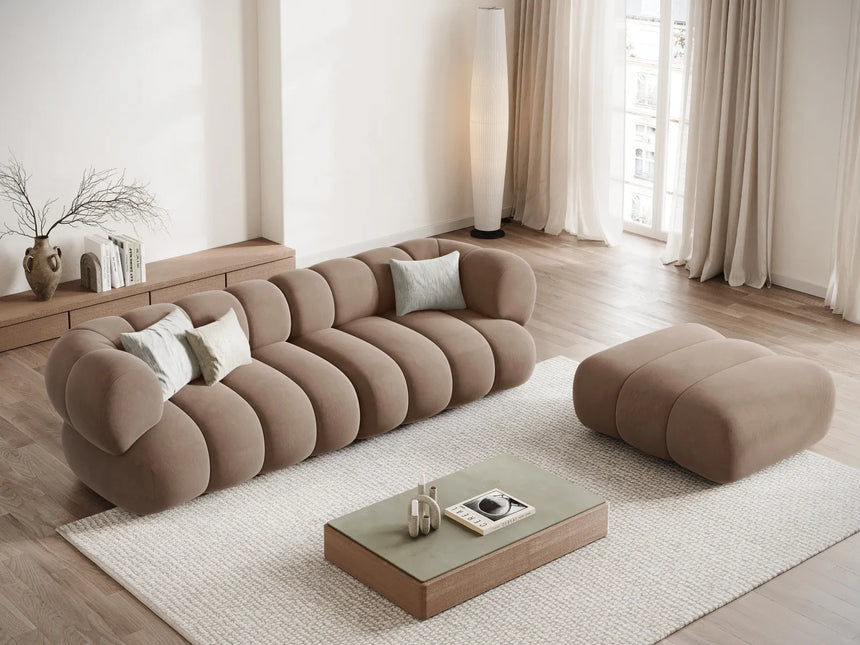 Koge Pouf aus Samt in Dunkelbeige (Vogue 3), 95x95x40 cm von Cosmopolitan Design – Bild 2