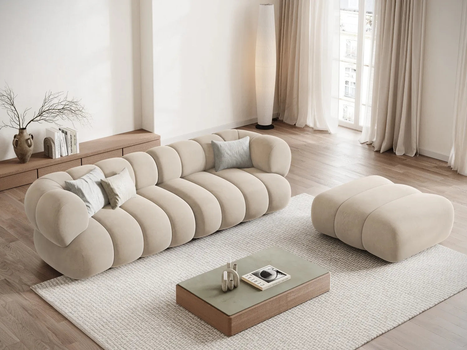 Koge Pouf aus Samt oder Chenille, 95x95x40 cm von Cosmopolitan Design – Bild 2