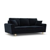 Kyoto 3-Sitzer Sofa mit Schlaffunktion und Stauraum, aus Samt in Dunkelblau (Riviera 79), 235x100x88 cm von Cosmopolitan Design – Bild 1