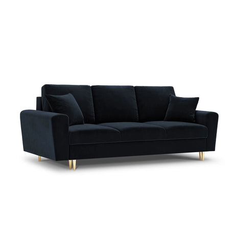 Kyoto 3-Sitzer Sofa mit Schlaffunktion und Stauraum, aus Samt in Dunkelblau (Riviera 79), 235x100x88 cm von Cosmopolitan Design – Bild 1